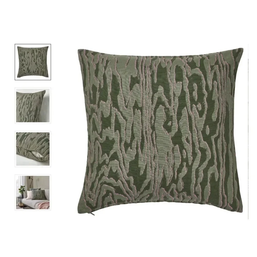 IKEA Pillow Cover TANMOTT 20x20 Green & Pink Jacquard